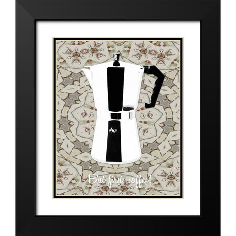 But first coffee II Black Modern Wood Framed Art Print with Double Matting by Waltz, Anne