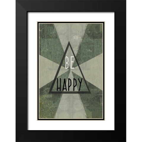 be happy Black Modern Wood Framed Art Print with Double Matting by Waltz, Anne