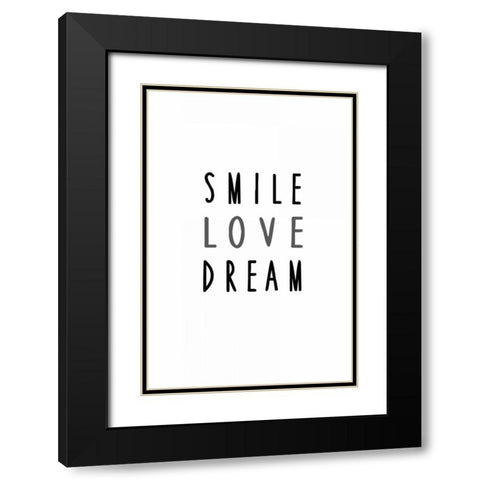 Smile love dream Black Modern Wood Framed Art Print with Double Matting by Waltz, Anne