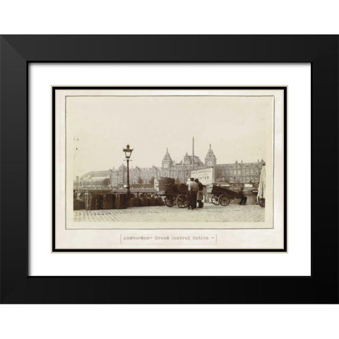 Amsterdam central old Black Modern Wood Framed Art Print with Double Matting by Waltz, Anne