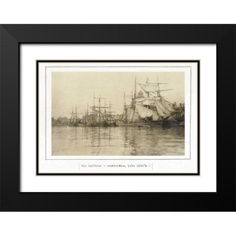 Amsterdam harbour 1890 Black Modern Wood Framed Art Print with Double Matting by Waltz, Anne