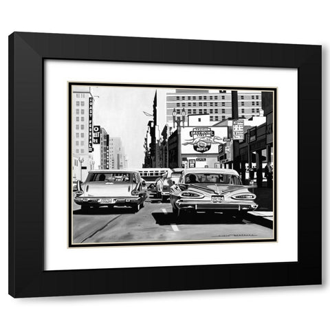 Greyhound Depot Black Modern Wood Framed Art Print with Double Matting by Bertrand, Alain
