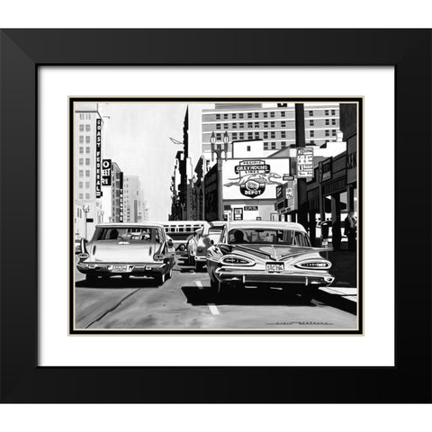 Greyhound Depot Black Modern Wood Framed Art Print with Double Matting by Bertrand, Alain