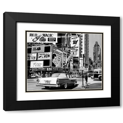 Advertising in the City Black Modern Wood Framed Art Print with Double Matting by Bertrand, Alain