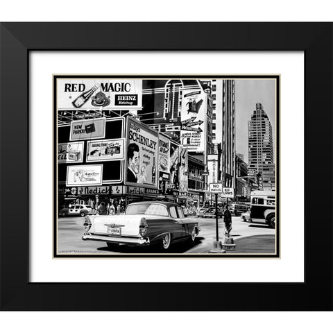 Advertising in the City Black Modern Wood Framed Art Print with Double Matting by Bertrand, Alain