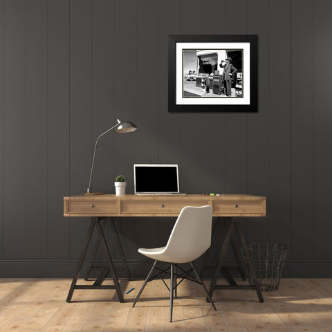 Auto Laundry Black Modern Wood Framed Art Print with Double Matting by Bertrand, Alain