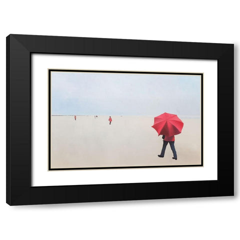 Am Strand, mit rotem Schirm Black Modern Wood Framed Art Print with Double Matting by Kock, Bernhard