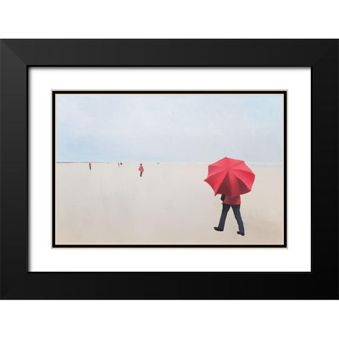 Am Strand, mit rotem Schirm Black Modern Wood Framed Art Print with Double Matting by Kock, Bernhard