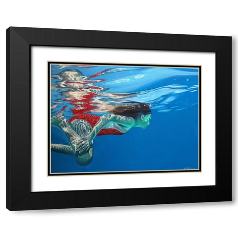 Swimmer dissolving Black Modern Wood Framed Art Print with Double Matting by Pruchnow, Brigitte Yoshiko