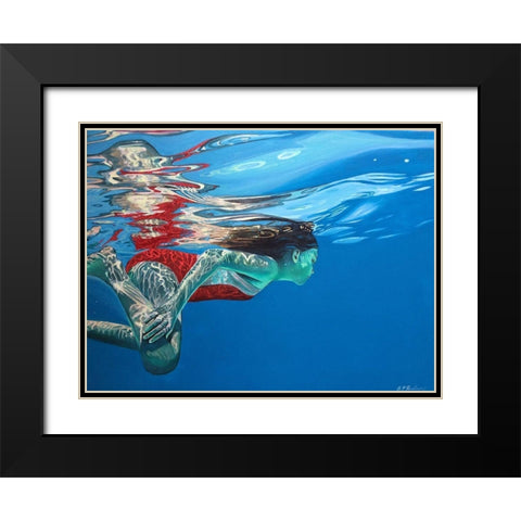 Swimmer dissolving Black Modern Wood Framed Art Print with Double Matting by Pruchnow, Brigitte Yoshiko