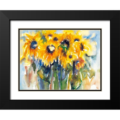 Sonnenblumen Black Modern Wood Framed Art Print with Double Matting by Ohland, Christa