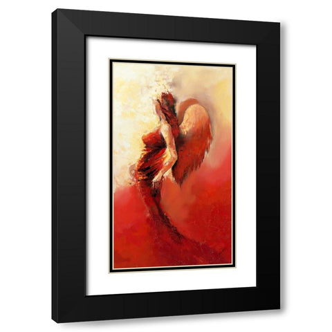 Engel 2 Black Modern Wood Framed Art Print with Double Matting by Filatov, Elena