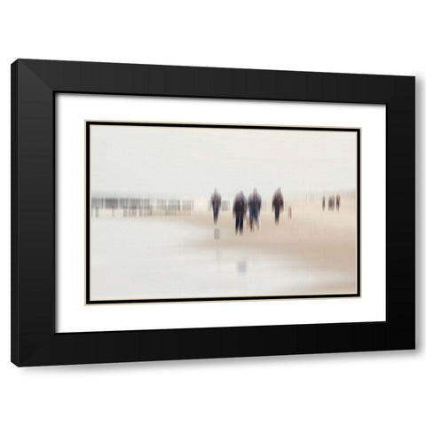 Walking People II Black Modern Wood Framed Art Print with Double Matting by Rossmeissl, Gerhard