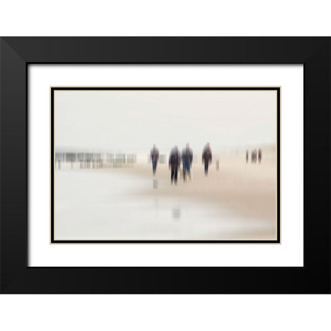 Walking People II Black Modern Wood Framed Art Print with Double Matting by Rossmeissl, Gerhard
