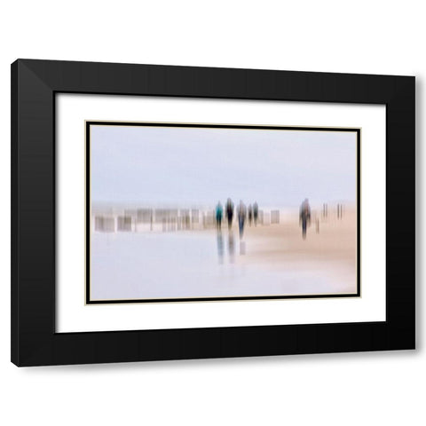 Walking People III Black Modern Wood Framed Art Print with Double Matting by Rossmeissl, Gerhard