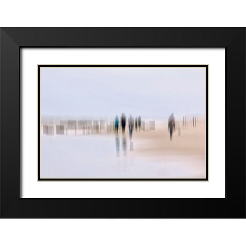 Walking People III Black Modern Wood Framed Art Print with Double Matting by Rossmeissl, Gerhard