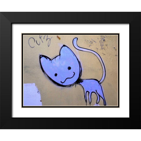 Katze 1 Black Modern Wood Framed Art Print with Double Matting by Weissing, Gerd