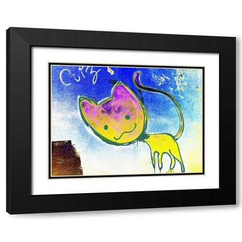 Katze 3 Black Modern Wood Framed Art Print with Double Matting by Weissing, Gerd