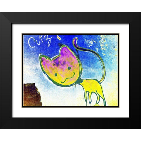 Katze 3 Black Modern Wood Framed Art Print with Double Matting by Weissing, Gerd
