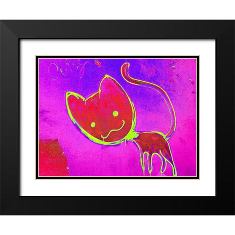 Katze 4 Black Modern Wood Framed Art Print with Double Matting by Weissing, Gerd