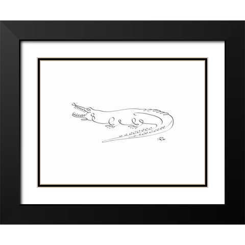 Crocodile Black Modern Wood Framed Art Print with Double Matting by Mahdavi, Gholam Reza