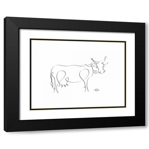 Cow Black Modern Wood Framed Art Print with Double Matting by Mahdavi, Gholam Reza