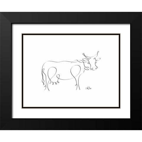 Cow Black Modern Wood Framed Art Print with Double Matting by Mahdavi, Gholam Reza
