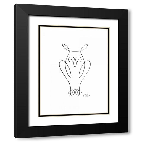 Owl Black Modern Wood Framed Art Print with Double Matting by Mahdavi, Gholam Reza
