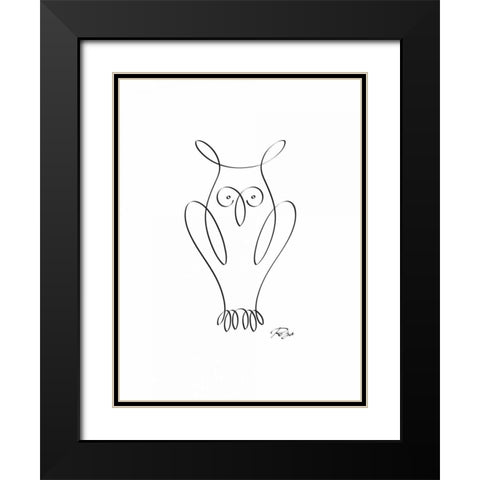 Owl Black Modern Wood Framed Art Print with Double Matting by Mahdavi, Gholam Reza