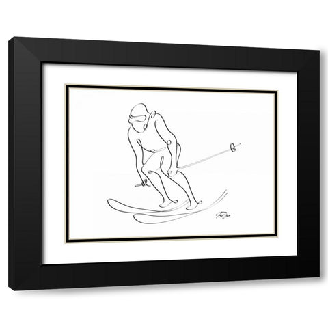 Skier Black Modern Wood Framed Art Print with Double Matting by Mahdavi, Gholam Reza