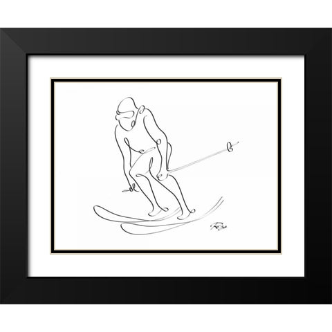 Skier Black Modern Wood Framed Art Print with Double Matting by Mahdavi, Gholam Reza