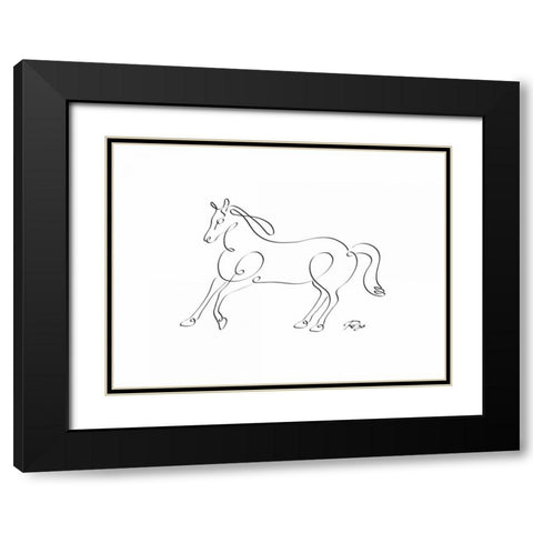 Horse Black Modern Wood Framed Art Print with Double Matting by Mahdavi, Gholam Reza