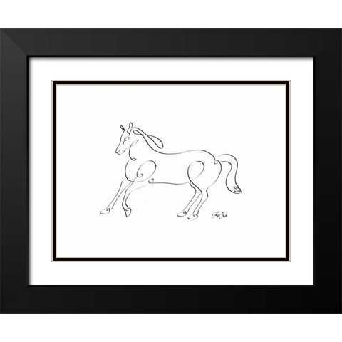 Horse Black Modern Wood Framed Art Print with Double Matting by Mahdavi, Gholam Reza