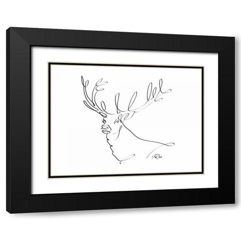 Deer Black Modern Wood Framed Art Print with Double Matting by Mahdavi, Gholam Reza
