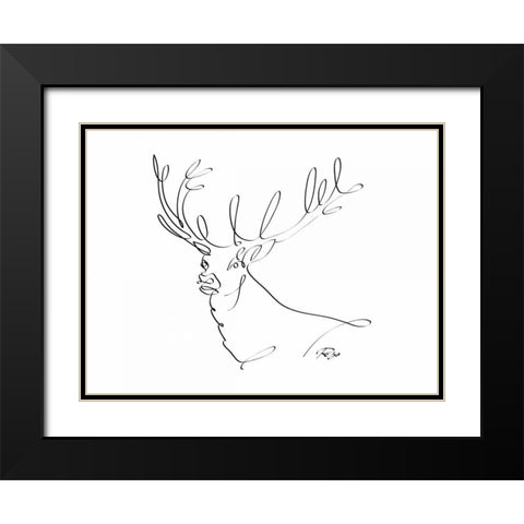 Deer Black Modern Wood Framed Art Print with Double Matting by Mahdavi, Gholam Reza