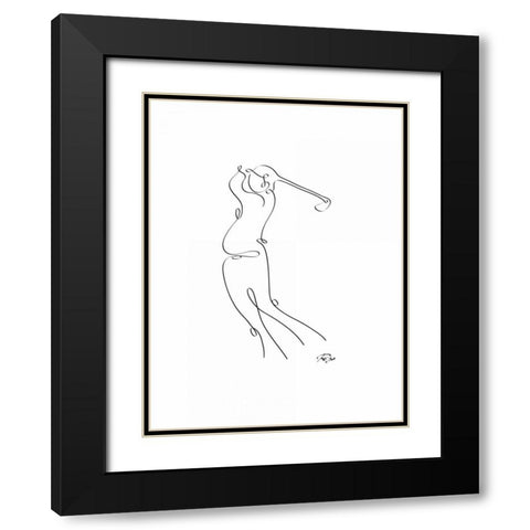 Golfer Black Modern Wood Framed Art Print with Double Matting by Mahdavi, Gholam Reza