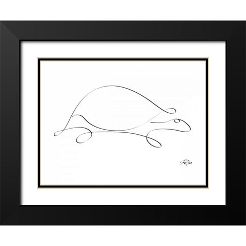 Turtle Black Modern Wood Framed Art Print with Double Matting by Mahdavi, Gholam Reza