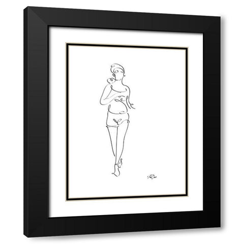 Runner Black Modern Wood Framed Art Print with Double Matting by Mahdavi, Gholam Reza
