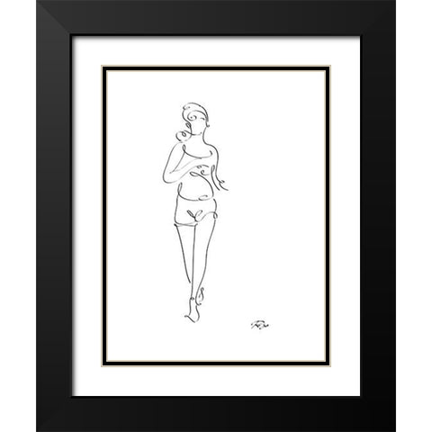 Runner Black Modern Wood Framed Art Print with Double Matting by Mahdavi, Gholam Reza