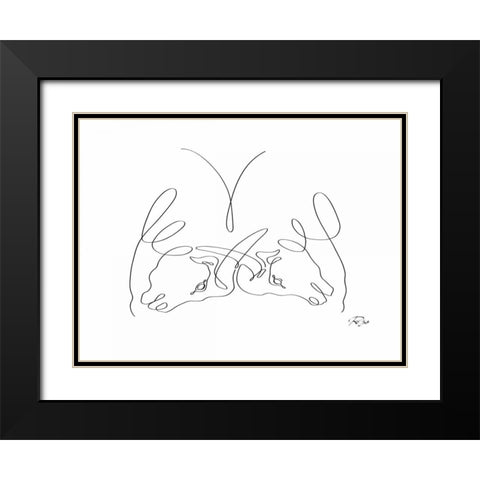 Bulls Black Modern Wood Framed Art Print with Double Matting by Mahdavi, Gholam Reza