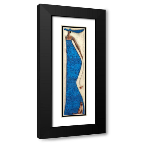 Lady in blue Black Modern Wood Framed Art Print with Double Matting by Tsantekidou, Rose