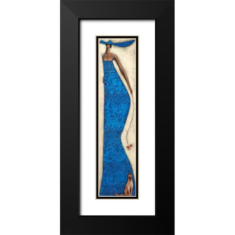 Lady in blue Black Modern Wood Framed Art Print with Double Matting by Tsantekidou, Rose