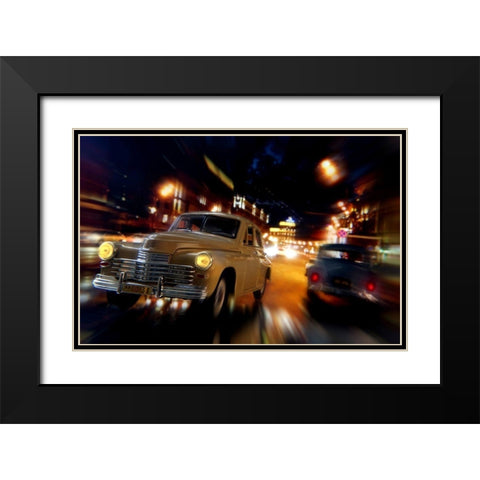 Cars in action - Pobeda M20 Black Modern Wood Framed Art Print with Double Matting by Debionne, Jean-Loup