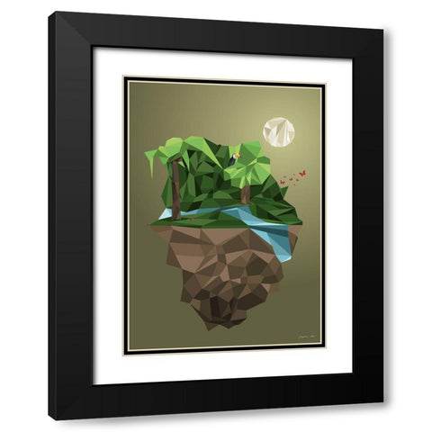 Junglepflanze Black Modern Wood Framed Art Print with Double Matting by LÃ¤er, Josephine