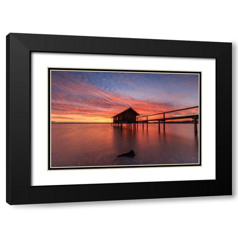 Sonnenuntergang am Ammersee Black Modern Wood Framed Art Print with Double Matting by Scholz, Markus