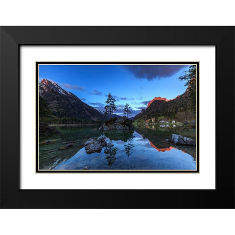 Morgens am Hintersee Black Modern Wood Framed Art Print with Double Matting by Scholz, Markus