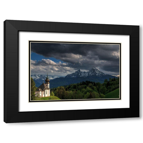 Maria Gern und Watzmann Black Modern Wood Framed Art Print with Double Matting by Scholz, Markus