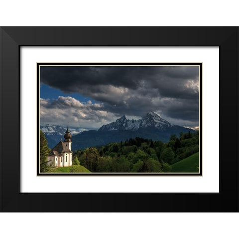 Maria Gern und Watzmann Black Modern Wood Framed Art Print with Double Matting by Scholz, Markus
