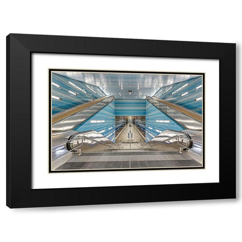 Ãœberseequartier No. 1 Black Modern Wood Framed Art Print with Double Matting by Belhadi, Michael