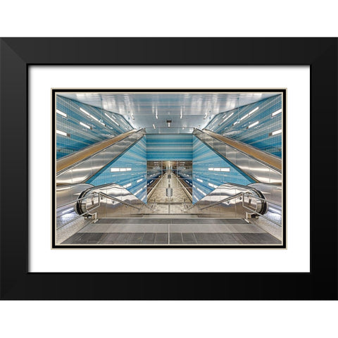 Ãœberseequartier No. 1 Black Modern Wood Framed Art Print with Double Matting by Belhadi, Michael